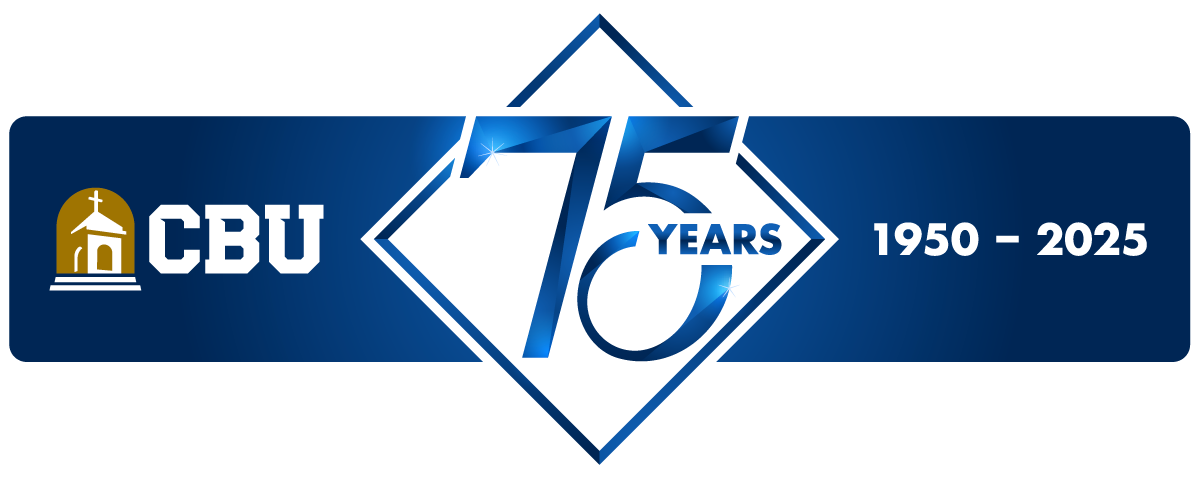 CBU 75th anniversary logo displaying the years 1950-2025.