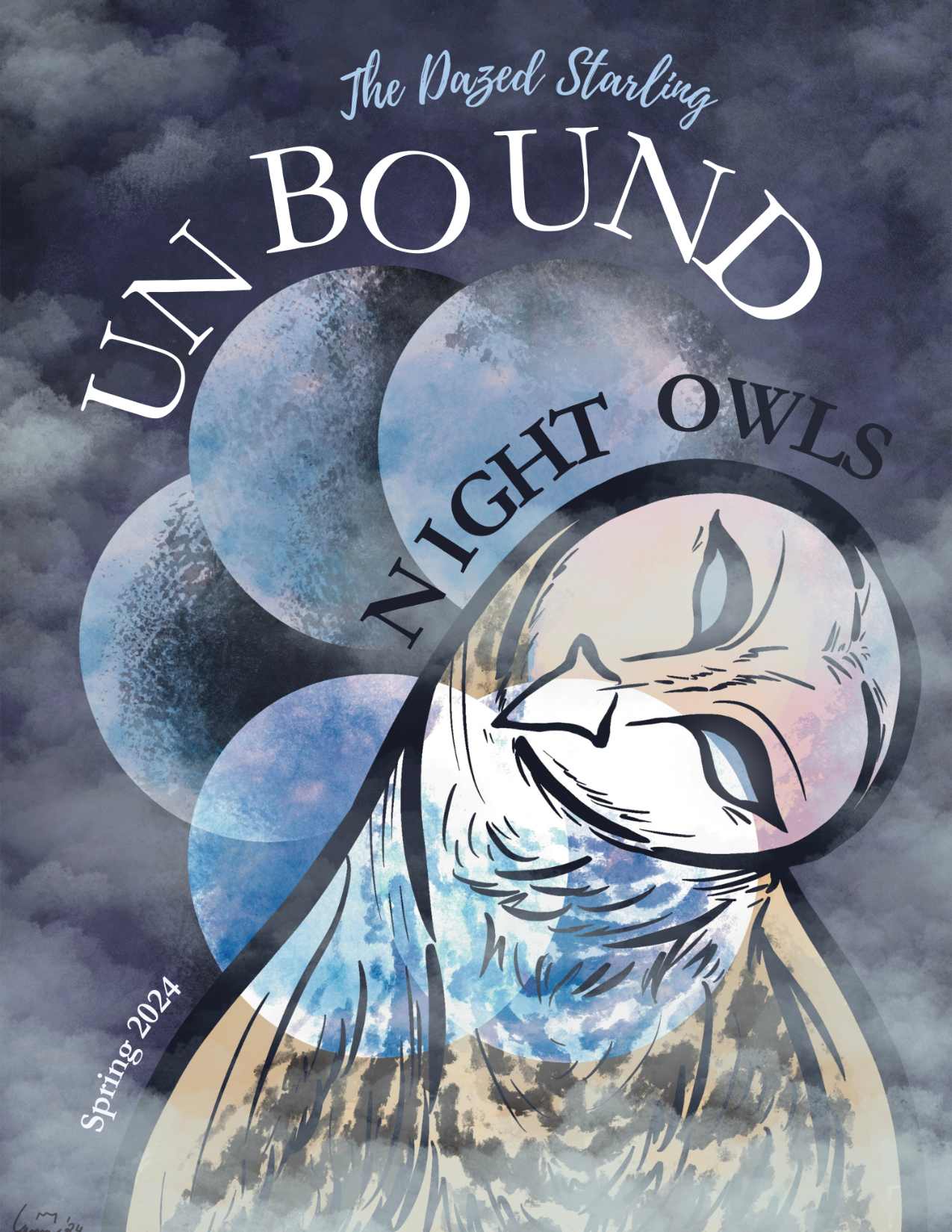 Owl Against Moon Background