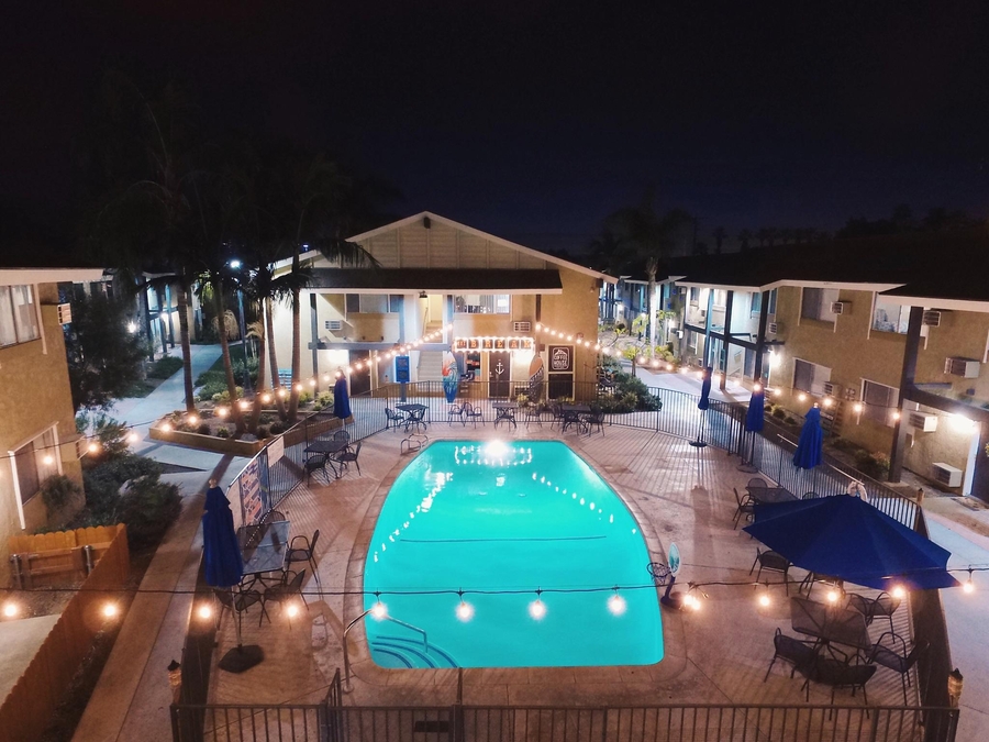 The Point pool at night
