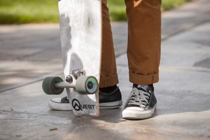 student with a skateboard