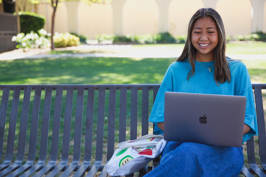 CBU student on laptop