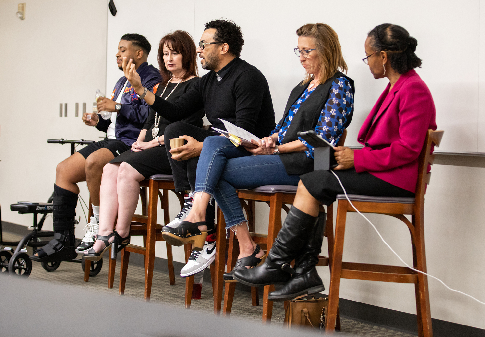 Brent Corbett (from left), Dr. Heather Williams, Dex Alexander, Dr. Amy Stumpf and Dr. Gaynell Vanderslice participate in a seminar.
