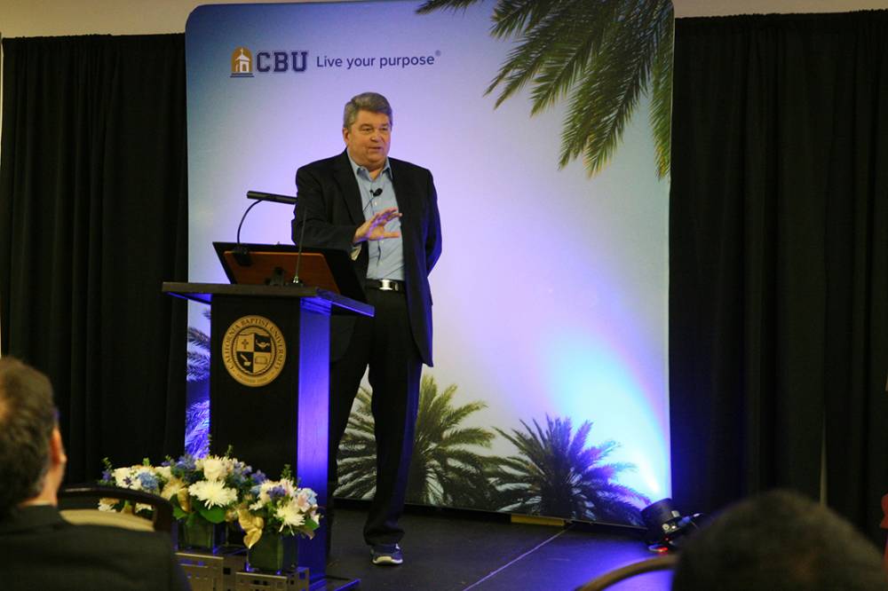 Dr. Ronald L. Ellis, president of California Baptist University,                       told an audience that God has used all his life experiences to form his vision                       of a “university committed to the Great Commission.”