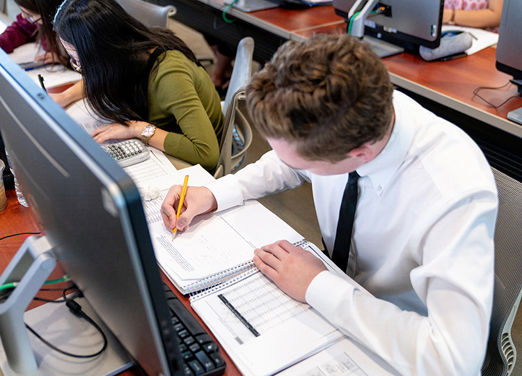 Student working at computer