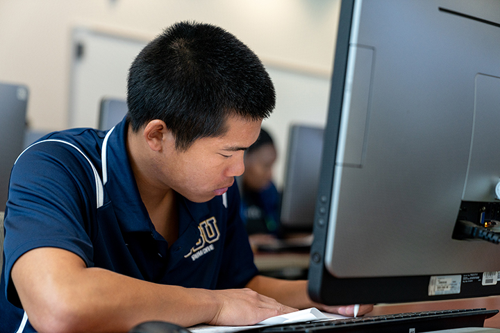 student at computer