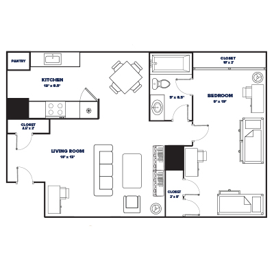 1-bed, 1-bath (New Eco) floor plan thumbnail