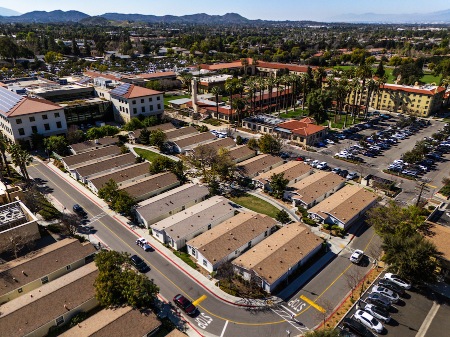 Aerial shot of the cottages