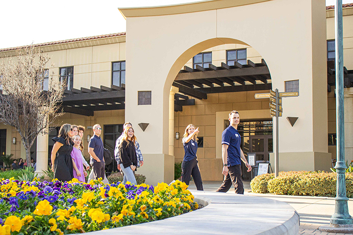 A CBU student giving a campus tour