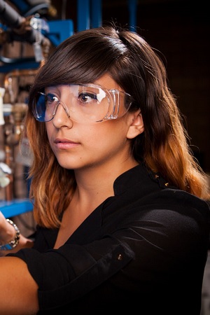 Engineering Student in lab